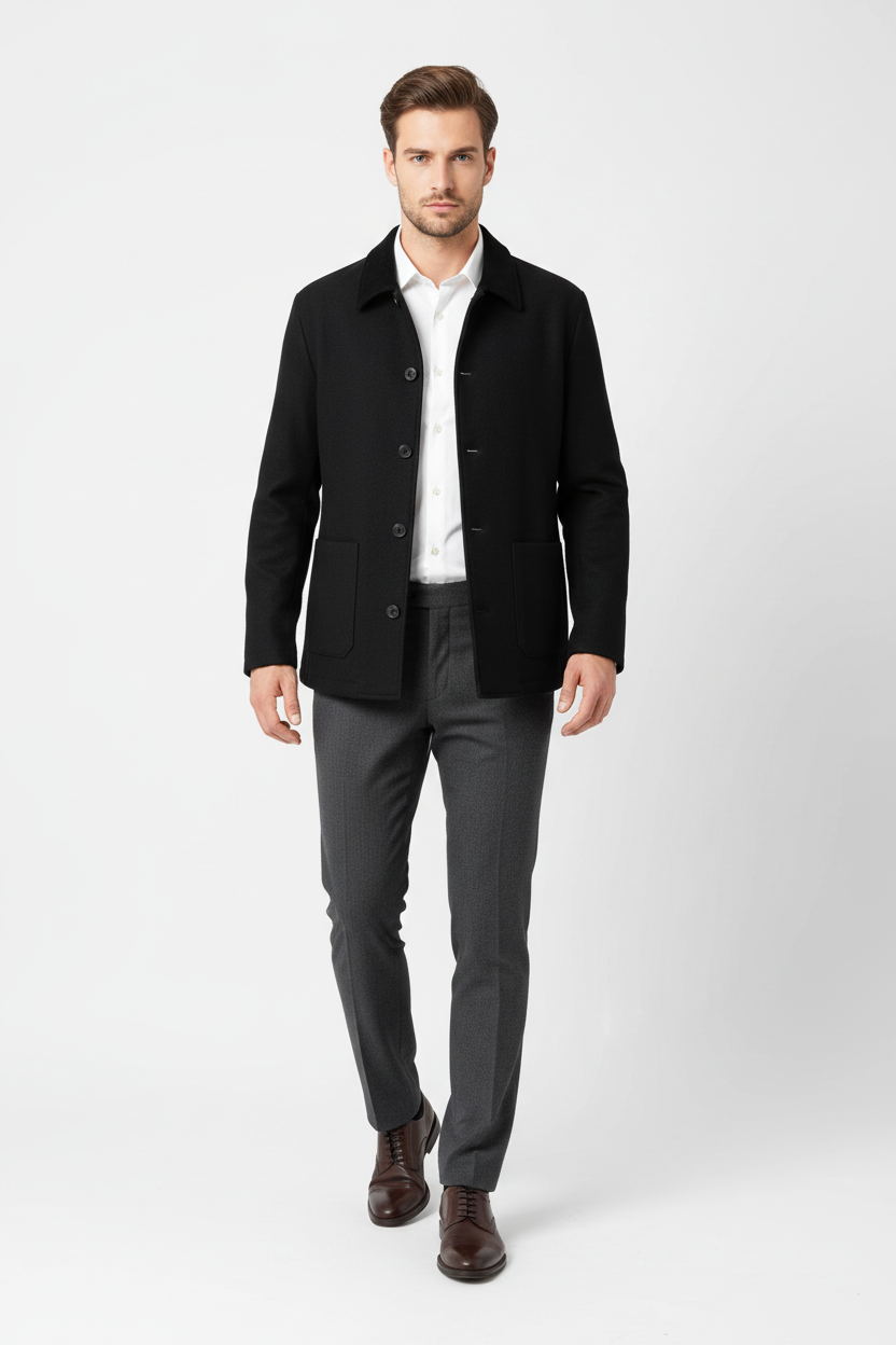 Overshirt Yün Kadife Yaka Ceket