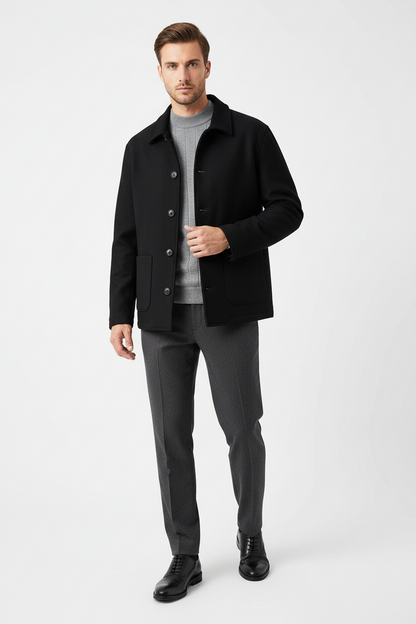 Overshirt Yün Kadife Yaka Ceket